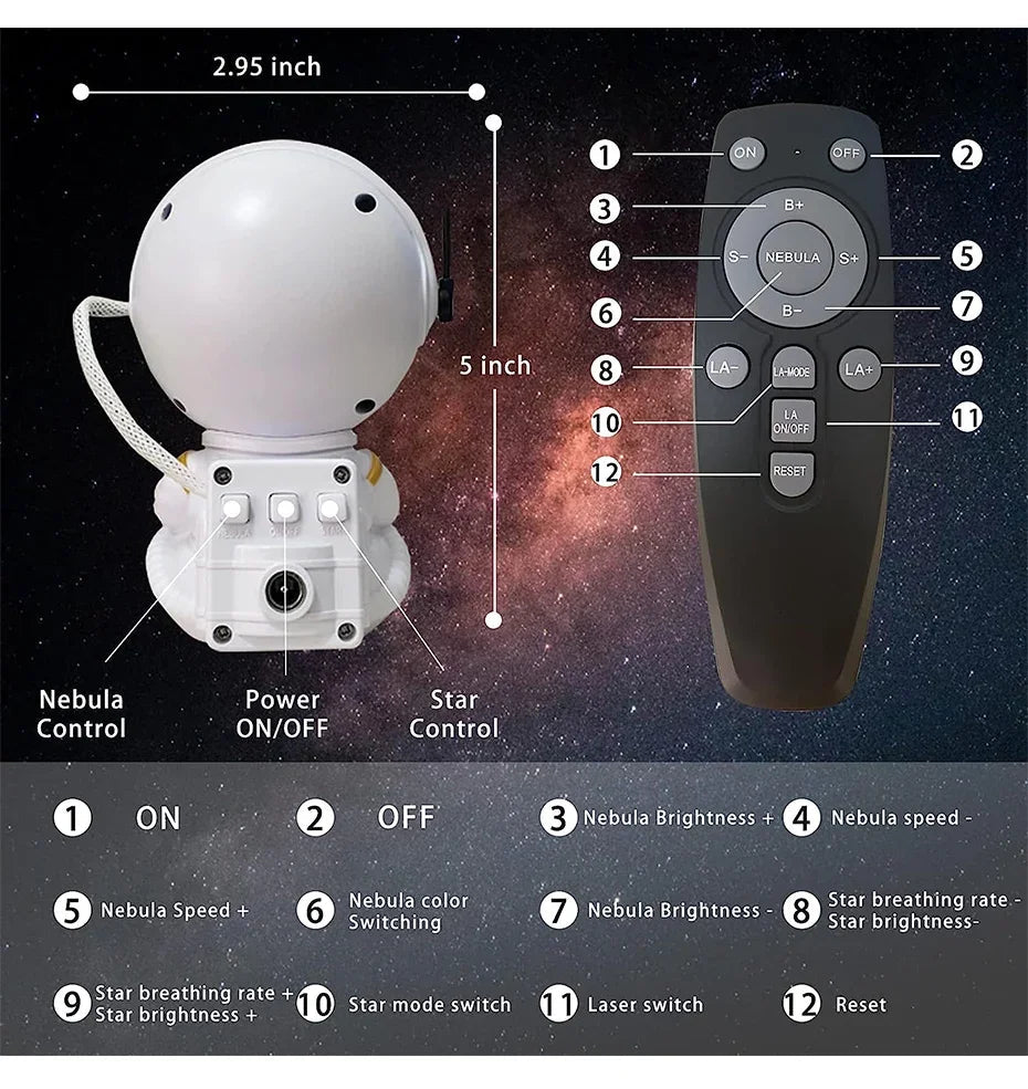 Galaxy Star Astronaut Projector LED Night Light Starry Sky Projector GlowNest