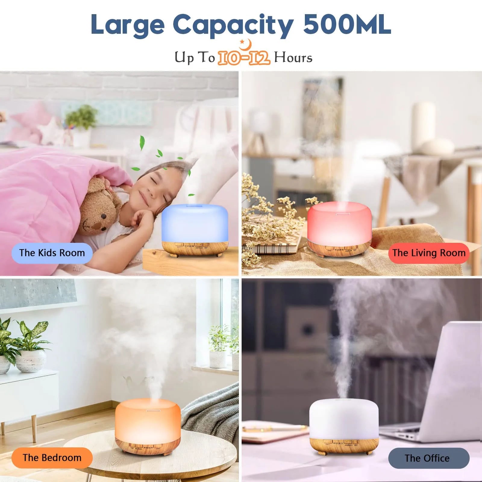 500ML Aroma Essential Oil Aromatherapy Diffuser Humidifier (with Remote Control) GlowNest