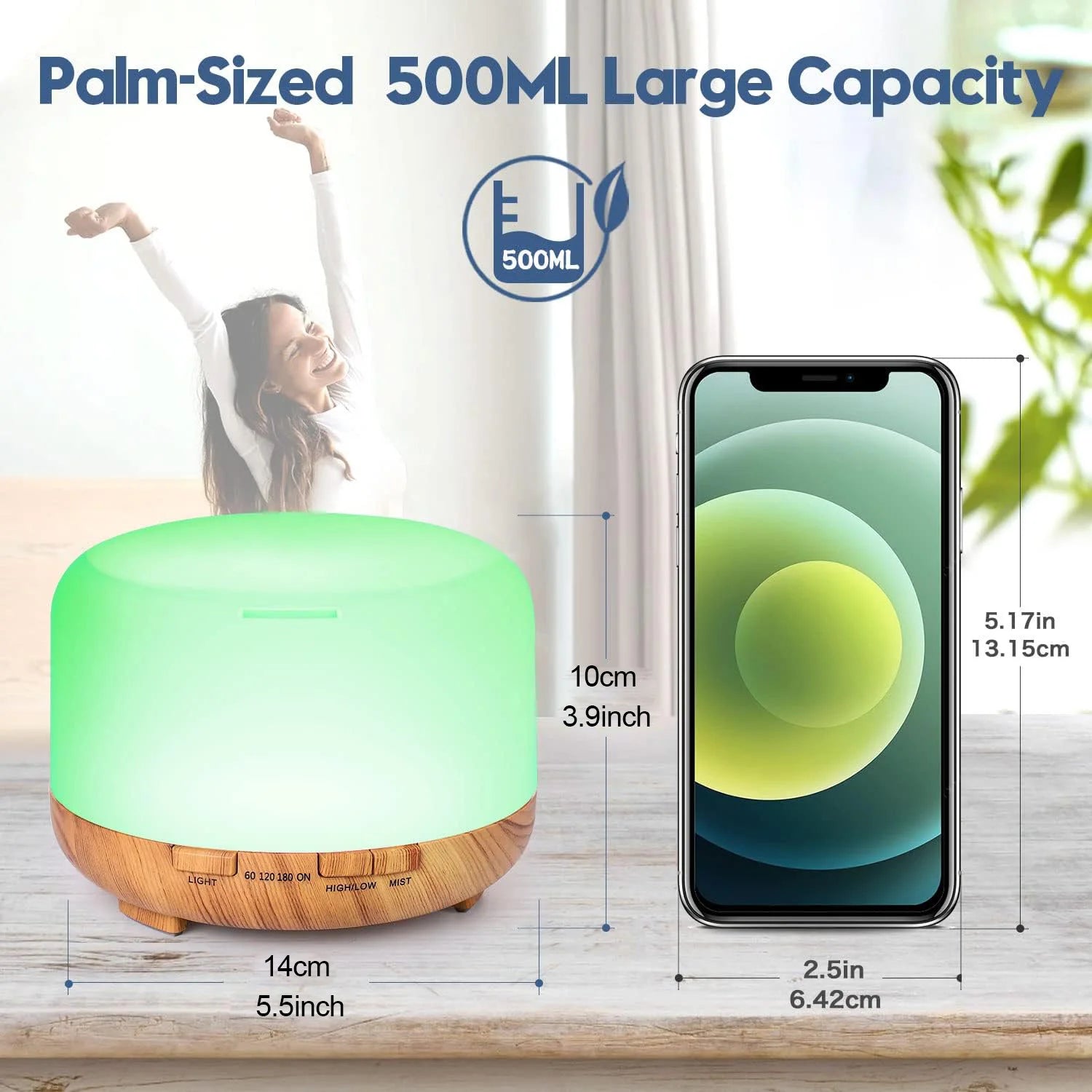 500ML Aroma Essential Oil Aromatherapy Diffuser Humidifier (with Remote Control) GlowNest